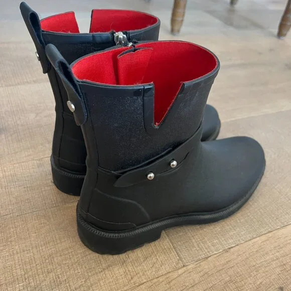 Rag and Bone Black Moto Rain Boots 39 / 8.5 - Picture 7 of 12